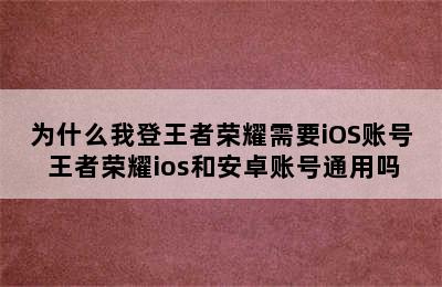 为什么我登王者荣耀需要iOS账号 王者荣耀ios和安卓账号通用吗